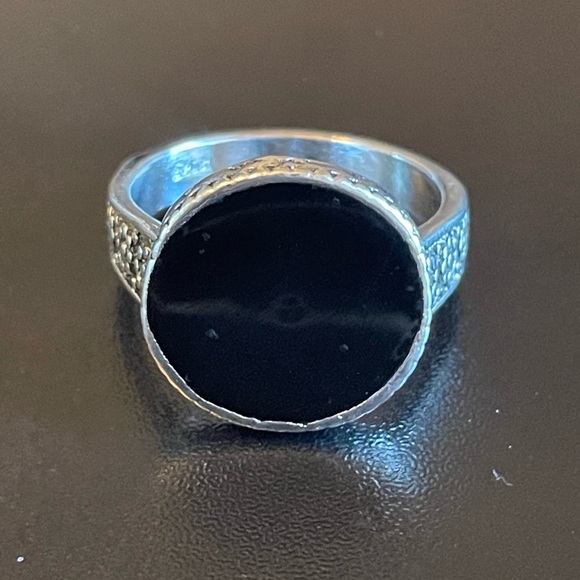 Jewelry - Round black obsidian S925 silver ring